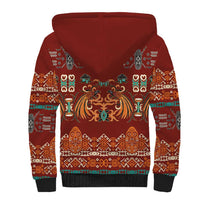 Oxblood Batik Papua-inspired Pattern Sherpa Hoodie LT9 - Polynesian Pride