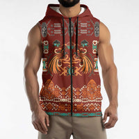 Oxblood Batik Papua-inspired Pattern Sleeveless Zip Hoodie LT9 - Polynesian Pride