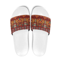 Oxblood Batik Papua-inspired Pattern Slide Sandals - Polynesian Pride