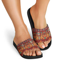 Oxblood Batik Papua-inspired Pattern Slide Sandals - Polynesian Pride