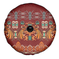 Oxblood Batik Papua-inspired Pattern Spare Tire Cover - Polynesian Pride