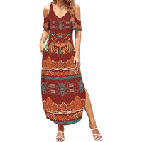 Oxblood Batik Papua-inspired Pattern Summer Maxi Dress LT9 Women Red - Polynesian Pride