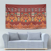 Oxblood Batik Papua-inspired Pattern Tapestry - Polynesian Pride