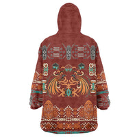 Oxblood Batik Papua-inspired Pattern Wearable Blanket Hoodie LT9 - Polynesian Pride