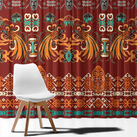 Oxblood Batik Papua-inspired Pattern Window Curtain - Polynesian Pride
