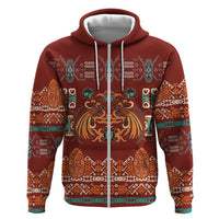 Oxblood Batik Papua-inspired Pattern Zip Hoodie - Polynesian Pride
