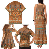 Terracotta Batik Papua-inspired Pattern Family Matching Tank Maxi Dress and Hawaiian Shirt LT9 - Polynesian Pride
