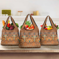 Terracotta Batik Papua-inspired Pattern Grocery Bag LT9 3-pack One Size Gold - Polynesian Pride
