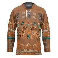 Terracotta Batik Papua-inspired Pattern Hockey Jersey LT9 Unisex Gold - Polynesian Pride