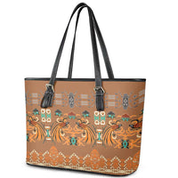 Terracotta Batik Papua-inspired Pattern Leather Tote Bag - Polynesian Pride