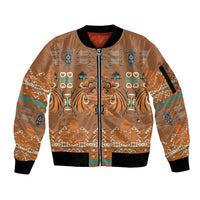 Terracotta Batik Papua-inspired Pattern Sleeve Zip Bomber Jacket - Polynesian Pride