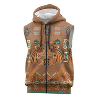 Terracotta Batik Papua-inspired Pattern Sleeveless Zip Hoodie LT9 Gold - Polynesian Pride