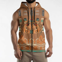 Terracotta Batik Papua-inspired Pattern Sleeveless Zip Hoodie LT9 - Polynesian Pride