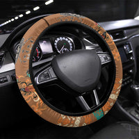 Terracotta Batik Papua-inspired Pattern Steering Wheel Cover LT9 Universal Fit Gold - Polynesian Pride