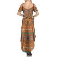 Terracotta Batik Papua-inspired Pattern Summer Maxi Dress LT9 - Polynesian Pride