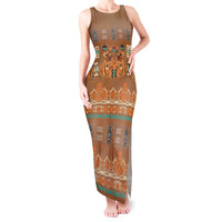 Terracotta Batik Papua-inspired Pattern Tank Maxi Dress LT9 Women Gold - Polynesian Pride