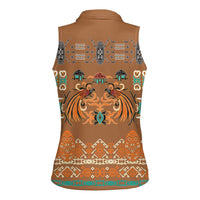 Terracotta Batik Papua-inspired Pattern Women Sleeveless Polo Shirt LT9 - Polynesian Pride