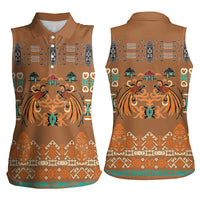 Terracotta Batik Papua-inspired Pattern Women Sleeveless Polo Shirt LT9 - Polynesian Pride