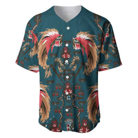Dark Cyan Blue Bird of Batik Papua Baseball Jersey Exotic Natural Wealth of Papua - Polynesian Pride