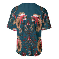Dark Cyan Blue Bird of Batik Papua Baseball Jersey Exotic Natural Wealth of Papua - Polynesian Pride