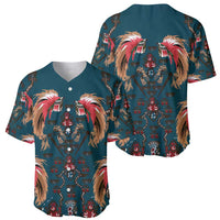 Dark Cyan Blue Bird of Batik Papua Baseball Jersey Exotic Natural Wealth of Papua - Polynesian Pride