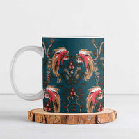 Dark Cyan Blue Bird of Batik Papua Ceramic Mug Exotic Natural Wealth of Papua - Polynesian Pride