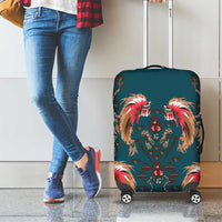 Dark Cyan Blue Bird of Batik Papua Luggage Cover Exotic Natural Wealth of Papua - Polynesian Pride