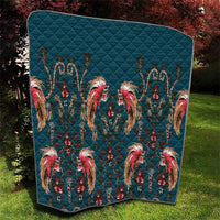 Dark Cyan Blue Bird of Batik Papua Quilt Exotic Natural Wealth of Papua - Polynesian Pride