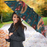 Dark Cyan Blue Bird of Batik Papua Umbrella Exotic Natural Wealth of Papua - Polynesian Pride