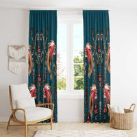Dark Cyan Blue Bird of Batik Papua Window Curtain Exotic Natural Wealth of Papua - Polynesian Pride