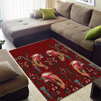 Oxblood Bird of Batik Papua Area Rug Exotic Natural Wealth of Papua - Polynesian Pride