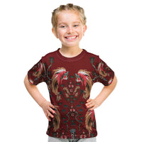 Oxblood Bird of Batik Papua Kid T Shirt Exotic Natural Wealth of Papua - Polynesian Pride