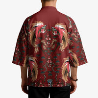 Oxblood Bird of Batik Papua Kimono Exotic Natural Wealth of Papua - Polynesian Pride