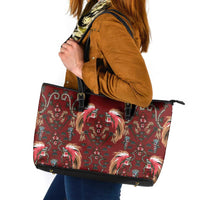 Oxblood Bird of Batik Papua Leather Tote Bag Exotic Natural Wealth of Papua - Polynesian Pride