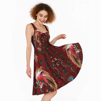 Oxblood Bird of Batik Papua Midi Dress Exotic Natural Wealth of Papua - Polynesian Pride