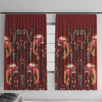 Oxblood Bird of Batik Papua Window Curtain Exotic Natural Wealth of Papua - Polynesian Pride