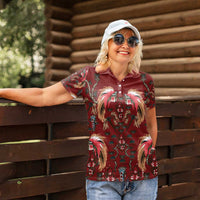 Oxblood Bird of Batik Papua Women Polo Shirt Exotic Natural Wealth of Papua - Polynesian Pride