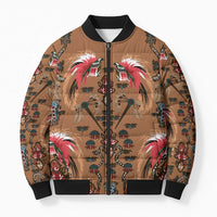 Terracotta Bird of Batik Papua Bomber Puffer Jacket Exotic Natural Wealth of Papua LT9 Unisex Gold - Polynesian Pride