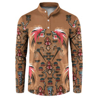 Terracotta Bird of Batik Papua Button Sweatshirt Exotic Natural Wealth of Papua LT9 Gold - Polynesian Pride
