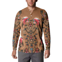 Terracotta Bird of Batik Papua Button Sweatshirt Exotic Natural Wealth of Papua LT9 - Polynesian Pride