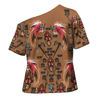 Terracotta Bird of Batik Papua Cross Shoulder Shirt Exotic Natural Wealth of Papua - Polynesian Pride