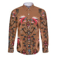 Terracotta Bird of Batik Papua Family Matching Off Shoulder Short Dress and Hawaiian Shirt Exotic Natural Wealth of Papua - Polynesian Pride