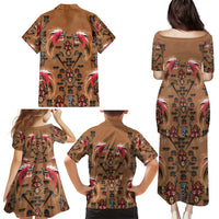 Terracotta Bird of Batik Papua Family Matching Puletasi and Hawaiian Shirt Exotic Natural Wealth of Papua - Polynesian Pride
