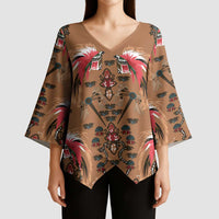 Terracotta Bird of Batik Papua Kimono Sleeve Blouse Exotic Natural Wealth of Papua - Polynesian Pride