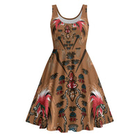 Terracotta Bird of Batik Papua Midi Dress Exotic Natural Wealth of Papua - Polynesian Pride