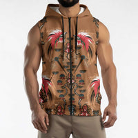 Terracotta Bird of Batik Papua Sleeveless Zip Hoodie Exotic Natural Wealth of Papua - Polynesian Pride