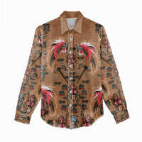 Terracotta Bird of Batik Papua Women Casual Shirt Exotic Natural Wealth of Papua - Polynesian Pride