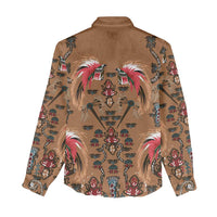 Terracotta Bird of Batik Papua Women Casual Shirt Exotic Natural Wealth of Papua - Polynesian Pride