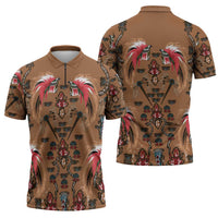 Terracotta Bird of Batik Papua Zipper Polo Shirt Exotic Natural Wealth of Papua - Polynesian Pride