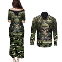 Veterans Day Couples Matching Puletasi and Long Sleeve Button Shirt War Never Leaves A Veteran Proud Military LT9 - Polynesian Pride